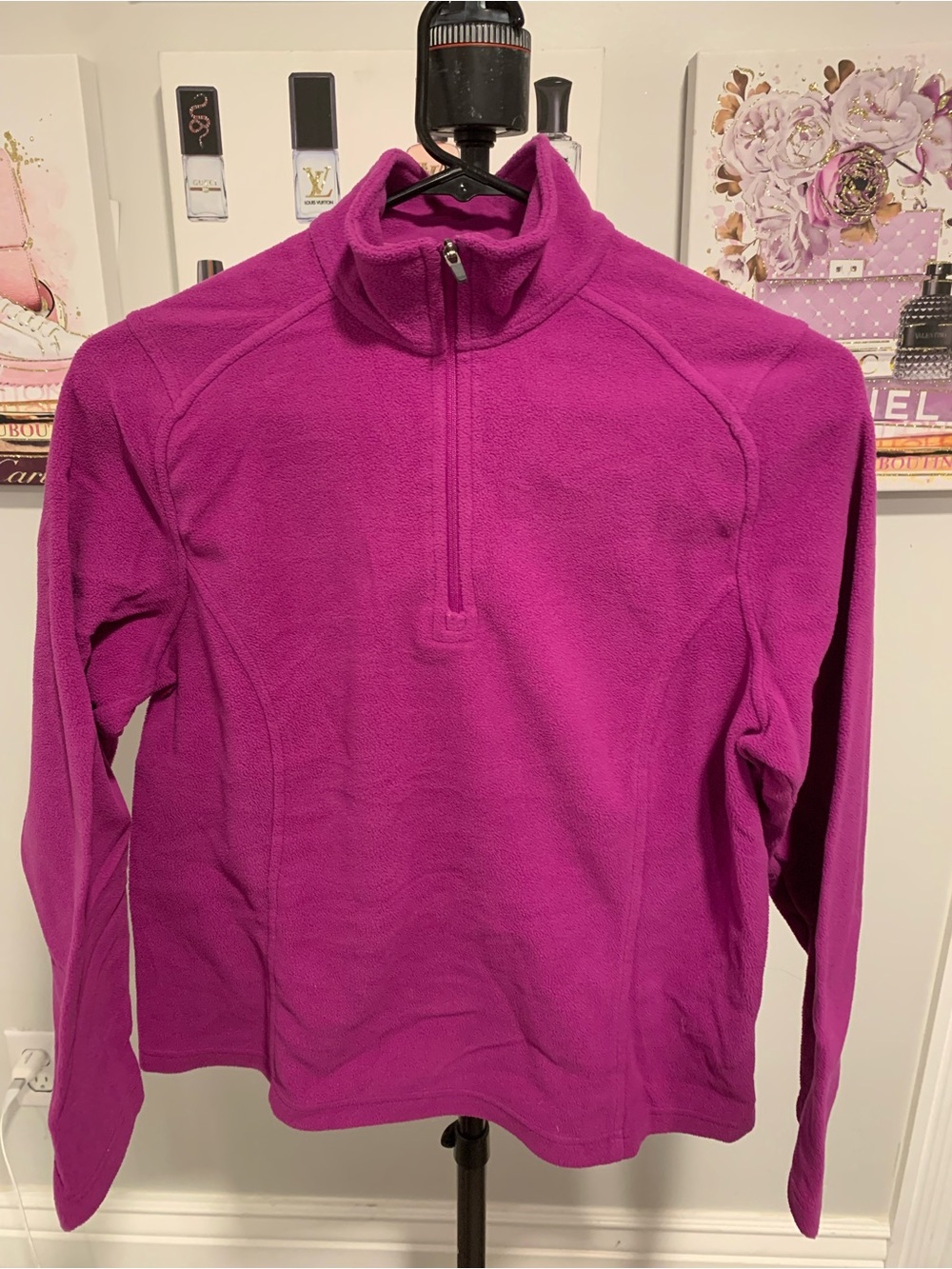 NWOT Lands' End Women's Fuchsia Half-Zip Fleece Pullover